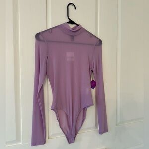 NWT. Forever 21 Sheer purple Long sleeve bodysuit